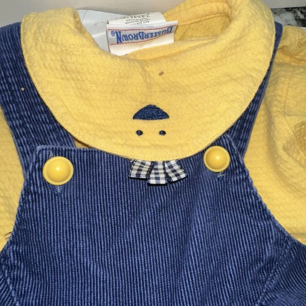 Vintage 90's Buster Brown Size 24M Farm Corduroy Overalls Set Baby Chick Rare